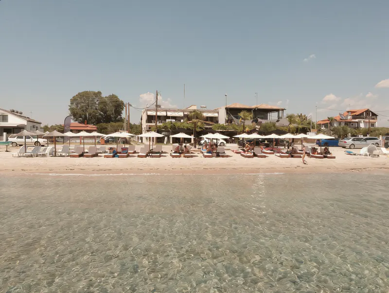 Clear shallow water in front of the beach at Vergia